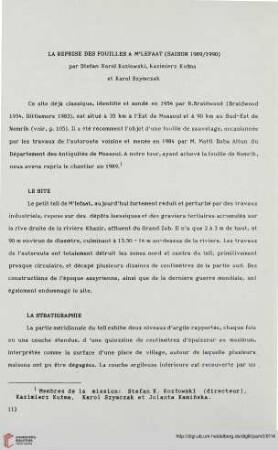 2: La reprise des fouilles à M'lefaat (saison 1989/1990)