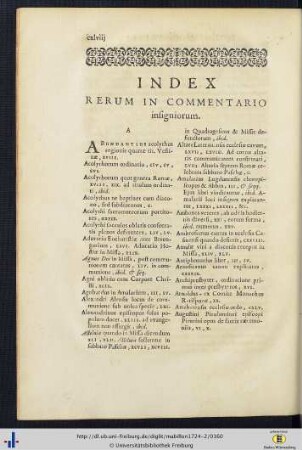 Index rerum in commentario insigniorum.