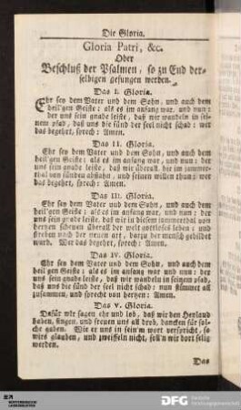 Gloria Patri, &c. Oder Beschluß der Psalmen, so zu End derselbigen gesungen werden.