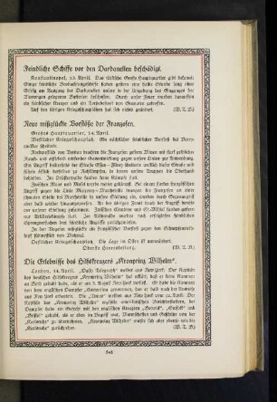 Feindliche Schiffe vor den Dardanellen beschädigt.