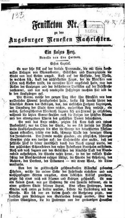 Augsburger neueste Nachrichten. Feuilleton zu den Augsburger neuesten Nachrichten. 1862