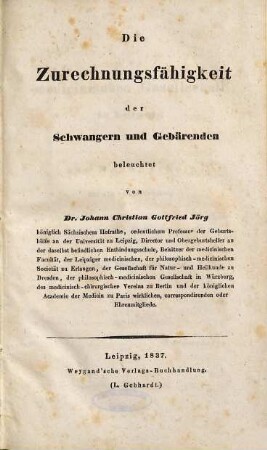 Die Zurechnungsfähigkeit der Schwangern und Gebärenden
