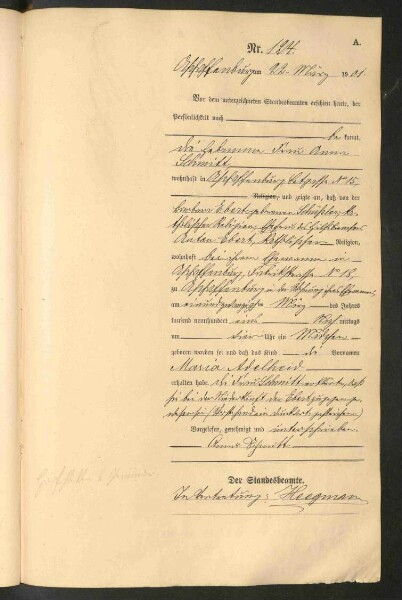 Standesamtsbuch der Stadt Aschaffenburg: Geburten 365/1900 - 184/1901