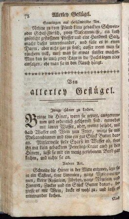 Von allerley Geflügel.