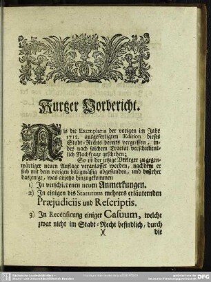 Kurtzer Vorbericht