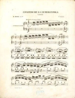Variations sur une cavatine de La cenerentola de Rossini : pour Piano ; op: 60