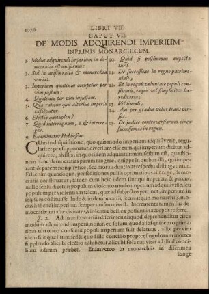 Caput VII. De Modis Adquirendi Imperium Inprimis Monarchicum.