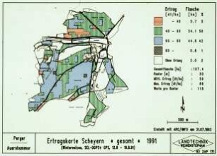Ertragskarte Scheyern * gesamt * 1991 (Winterweizen, SEL-DGPS + GPS, 12.8. - 19.8.1991)