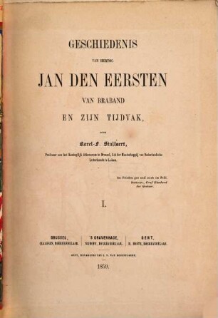 Geschiedenis van hertog Jan den Eersten van Braband en zijn Tijdvak, 1,1