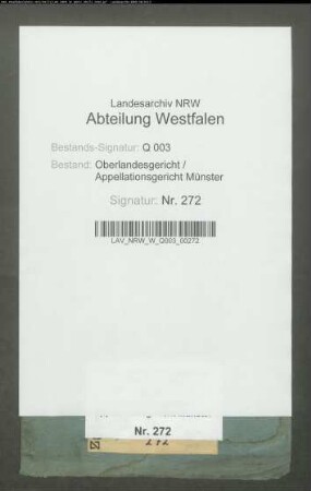 Verzeichnis von Akten der ehemaligen Münsterschen Geheimen Kriegskanzlei