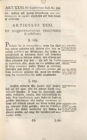 Articulus XXXI. De Sequestratione Fructuum & possessionum.