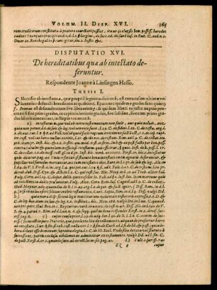 Disputatio XVI. De hereditatibus quae ab intestato deferuntur.