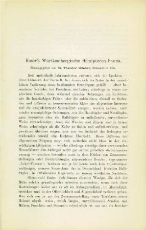 Roser's Württembergische Hemipteren-Fauna