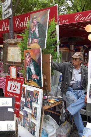 Maler und Bilder am Place du Tertre, Montmartre