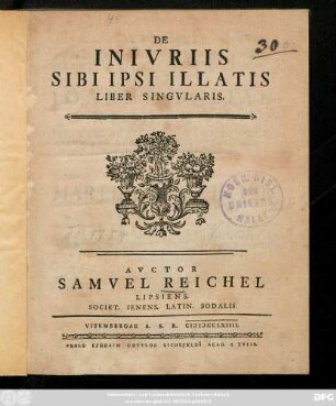De Inivriis Sibi Ipsi Illatis Liber Singvlaris