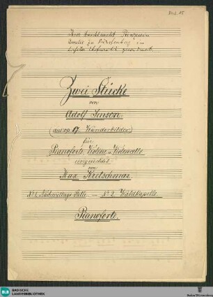 2 Wanderbilder. Excerpts. Arr - Don Mus.Ms.Ded. 18 : pf, vl, vlc