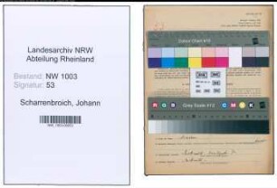 Entnazifizierung Johann Scharrenbroich , geb. 28.08.1900 (Metzger)