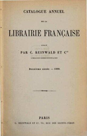 Catalogue annuel de la librairie française pour, 12