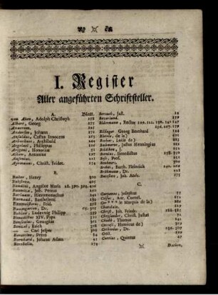 I. Register aller angführten Schriftsteller