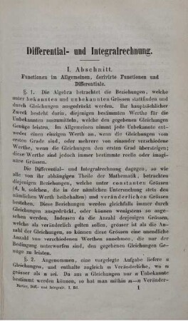 Differential- und Integralrechnung. I. Abschnitt - VIII. Abschnitt.