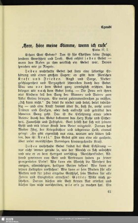 Exaudi. ‚Herr, höre meine Stimme, wenn ich rufe’