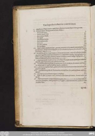 Catalogus hoc volumine contentorum.