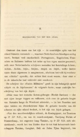 II. Beschrijving van het rijk Atjeh
