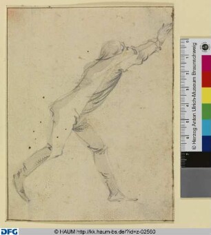 Figurenstudie: Laufender Mann mit erhobenen Armen