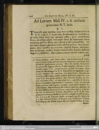 Ad Locum Mal. IV. 5.6. collatis quibusdam N.T. locis