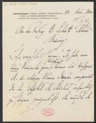 Brief an B. Schott's Söhne : 13.05.1930