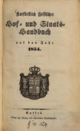 Kurfürstlich Hessisches Hof- und Staatshandbuch. 1854