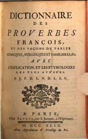Dictionnaire des proverbes françois