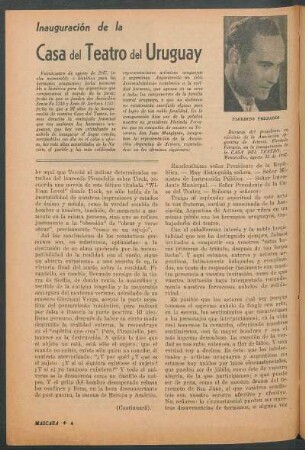 Casa del teatro del Uruguay : Inauguración de la