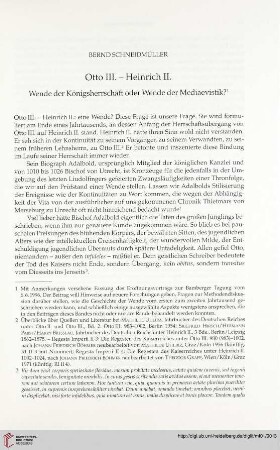 Otto III. - Heinrich II. Wende der Königsherrschaft oder Wende der Mediaevistik