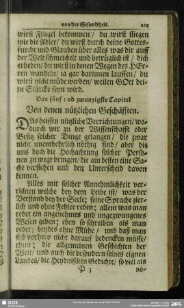Das fünf und zwanzigste Capitel Von denen nützlichen Geschäfften