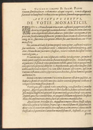 Articulus Sextus, De Votis Monasticis.