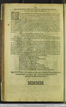 Fridericus-Wilhelmus Haeres Electoratus Brandenburgici