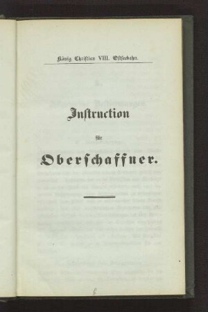 Instruction für Oberschaffner.