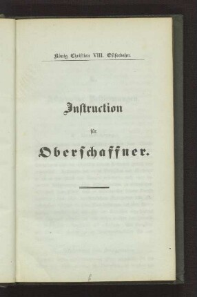 Instruction für Oberschaffner.