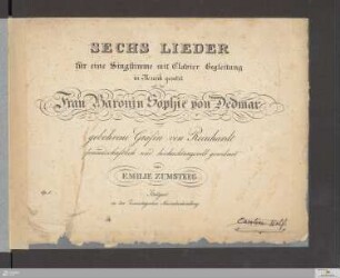 Sechs Lieder : für eine Singstimme mit Clavier Begleitung; op. 5