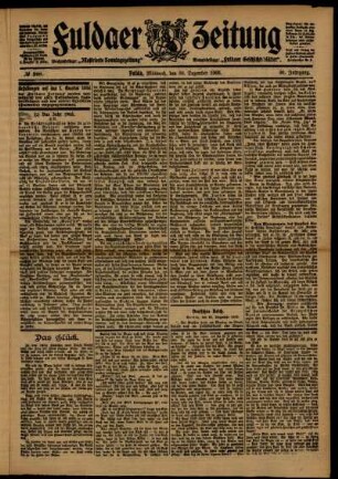 Erste Ausgabe vom Mittwoch, den 30. Dezember 1903.