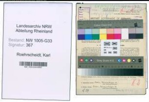 Entnazifizierung Karl Roehrscheidt , geb. 22.02.1885 (Studiendirektor)