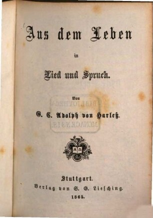 Aus dem Leben in Lied und Spruch