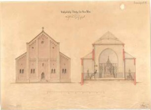 Stengel, Georg von; Neu-Ulm; Kath. Kirche - Aufriss, Schnitte