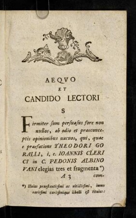 5-12, Praefatio. Aeqvo Et Candido Lectori S.