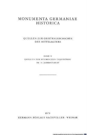 Quellen zur böhmischen Inquisition im 14. Jahrhundert