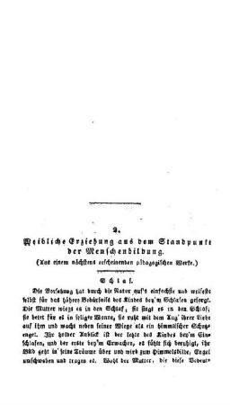 Weibliche Erziehung aus dem Standpunkt der Menschenbildung : (Aus einem nächstens erscheinenden pädagogischen Werke.)