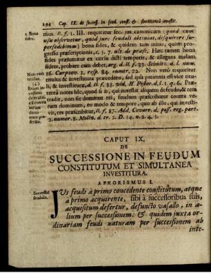 Caput IX. De Successione In Feudum Constitutum Et Simultanea Investitura.