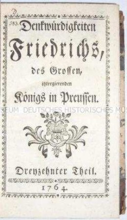 Zeitgenössische Biografie über Friedrich den Großen