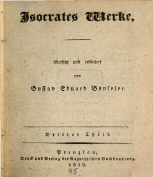 Isocrates Werke. 3